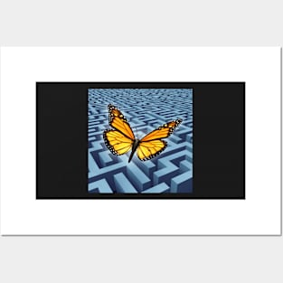 Motivational Concept as a Butterfly Conquering an obstacle Posters and Art